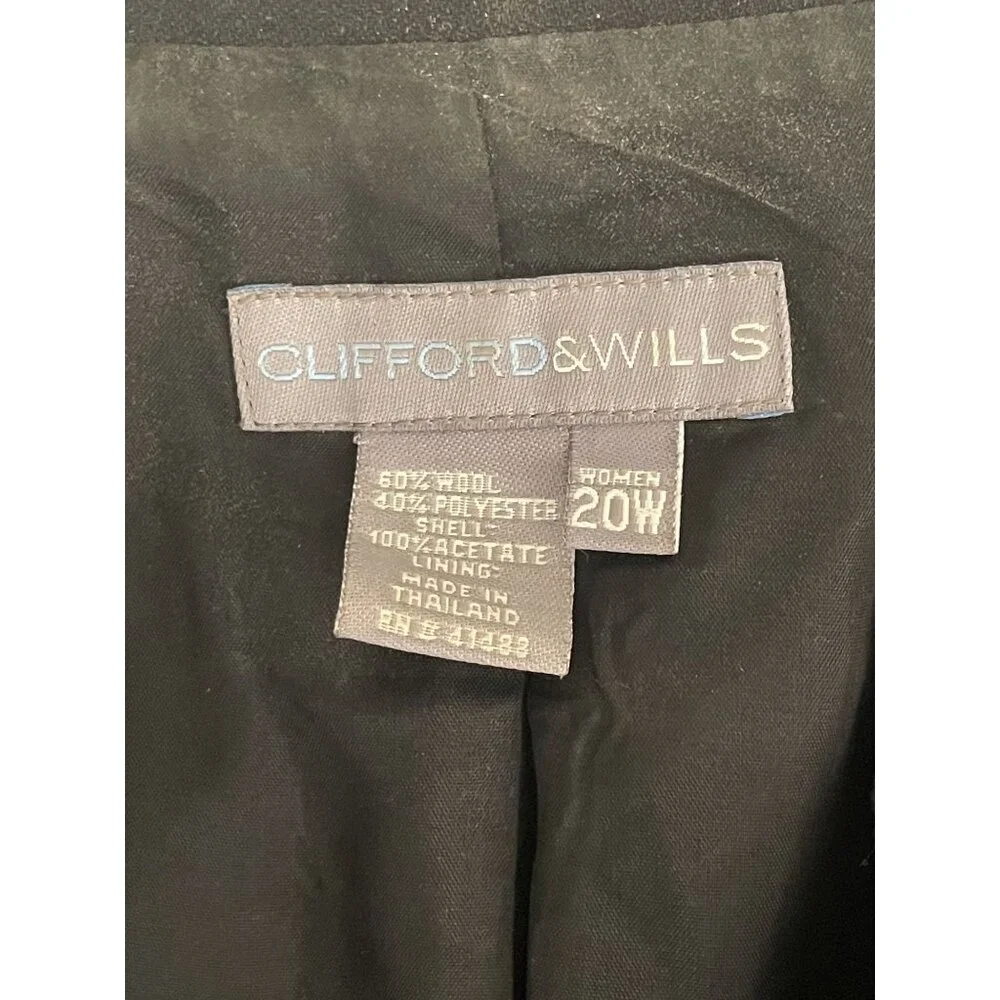 VTG Clifford&Wills Women's PLUS Size 20W Black WOOL Blend Blazer Business Casual - Picture 9 of 9